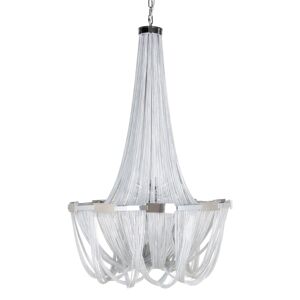 LolaHome Lámpara de techo chandelier con cadenas de hierro y aluminio plata