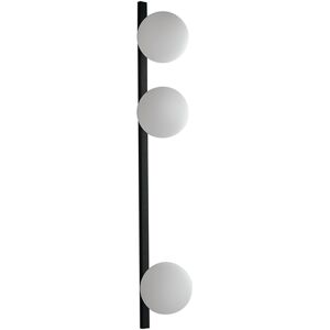 Luce Ambiente e Design Aplique de metal negro con tres pantallas de vidrio blanco