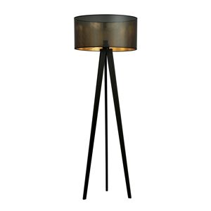 Wonderlamp Lámpara de pie trípode de madera con pantalla negro y dorado