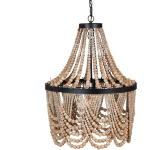 LolaHome Lámpara de techo chandelier con cuentas de madera y metal