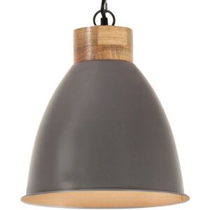 vidaXL Lámpara colgante industrial hierro gris y madera 35 cm E27