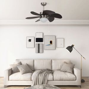 vidaXL Ventilador de techo con lámpara marrón oscuro 76 cm