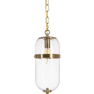 LOLAhome Lámpara de techo con cadena de metal y tulipa ovalada de cristal dorada de Ø 13 cm