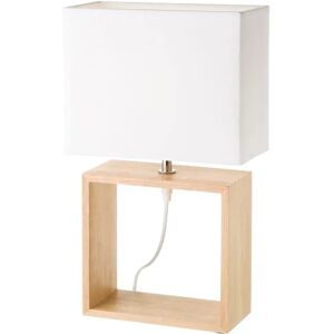 LOLAhome Lámpara de mesa de madera blanca de 41x24x12 cm