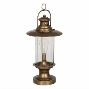 LOLAhome Lámpara de pie farol con mecanismo de pilas de metal dorada de Ø 27x48 cm