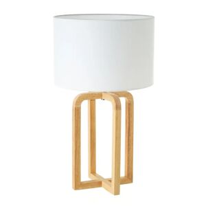 Lámpara de mesa geométrica de lino y madera natural de Ø 30x52 cm