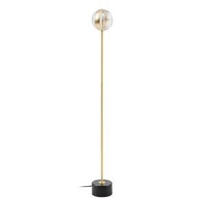 LOLAhome Lámpara de pie bola de hierro dorado y cristal de Ø 15x130 cm