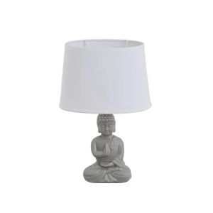 LOLAhome Lámpara de mesa oval de Buda de cerámica gris de 23x12x34 cm