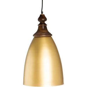 LOLAhome Lámpara de techo campana de madera y hierro dorada de Ø 30x53 cm