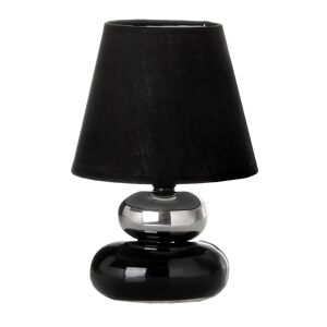 LOLAhome Lámpara de mesita de noche de cerámica negra de Ø 15x22 cm