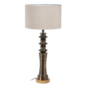 LOLAhome Lámpara de mesa balaústre de aluminio y lino color bronce de Ø 41x88 cm
