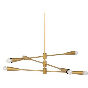 LOLAhome Lámpara de techo Sputnik de 6 brazos de metal dorada de Ø 80x129 cm