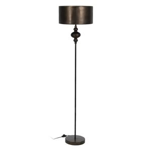LOLAhome Lámpara de pie con pantalla redonda de metal oro envejecido de Ø 40x168 cm