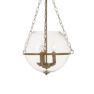 LOLAhome Lámpara de techo con cadena de metal y tulipa bola de cristal dorada de Ø 35 cm