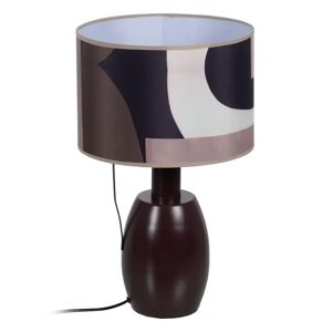 LOLAhome Lámpara de mesa con pantalla abstracta de tela de metal marrón de Ø 30x49 cm