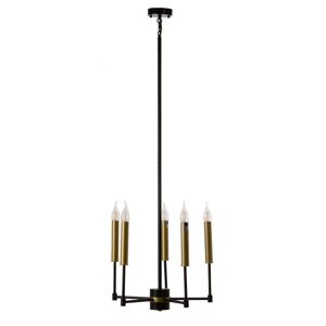 LOLAhome Lámpara de techo con 5 brazos vela de metal negra y dorada de 40x43x33 cm