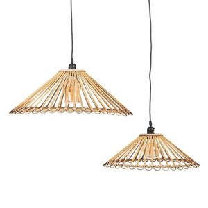 LOLAhome 2 lámparas de techo con cañas de bambú natural