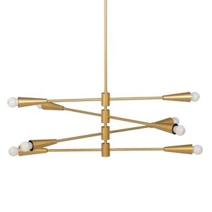 LOLAhome Lámpara de techo Sputnik de 8 brazos de metal dorada de Ø 80x137 cm
