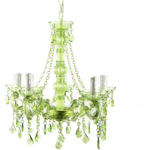 LOLAhome Lámpara de techo chandelier de cristal acrílico verde de 45x42x42 cm