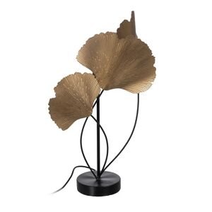 LOLAhome Lámpara de mesa hojas exóticas de metal dorada de 45x18x72 cm