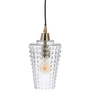 LOLAhome Lámpara de techo con tulipa pirámide de cristal de burbujas y metal dorado de Ø 17x31 cm