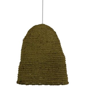 LOLAhome Lámpara de techo acordonada de fibra natural verde de Ø 43x52 cm