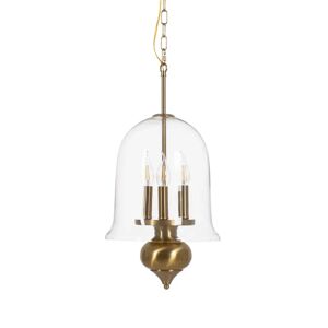 LOLAhome Lámpara de techo con cadena de metal y tulipa campaña de cristal dorada de Ø 33 cm