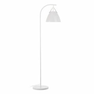 LOLAhome Lámpara de pie con pantalla de metal y piel blanca de Ø 26x146 cm