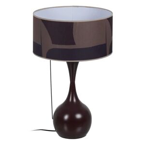 LOLAhome Lámpara de mesa abstracta pantalla metal tela marrón de Ø 40x64 cm