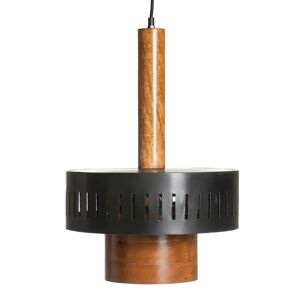 LOLAhome Lámpara de techo antorcha de madera y hierro negra y natural de Ø 36x50 cm