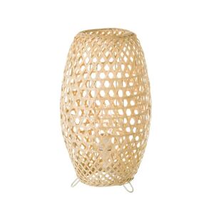LOLAhome Lámpara de mesa rejilla de bambú natural de Ø 20x35 cm