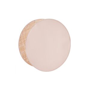 Miliboo Lámpara de mesa redonda de doble material tela rosa claro y rafia natural 35 cm VERSO