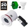 EUROPALAMP 20 Spot bbc Orientable RT2012 IP20 Blanc + Ampoule GU10 5W Blanc Froid + Douille + Scie cloche 85mm