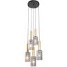 Art Déco Lámpara colgante bronce cristal ahumado redonda 5 luces - Elva Vidrio /Acero Redonda Adecuado para led Max. 5 x 40 Watt - Gris - Qazqa