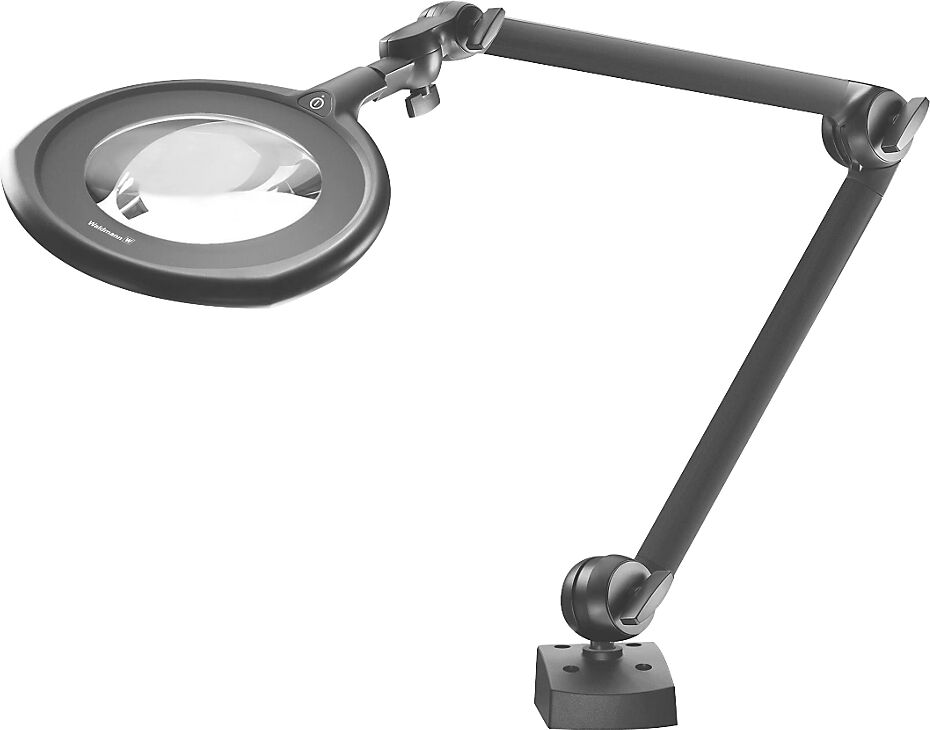 Waldmann Lámpara LED con lupa TEVISIO, modelo estándar, LED de 16 W, varillaje 400 / 384 mm, negra