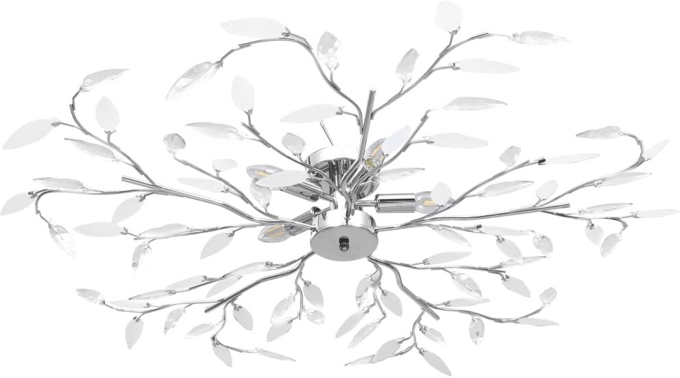 vidaXL Lámpara de techo brazos cristal forma hoja 5 bombillas blanco