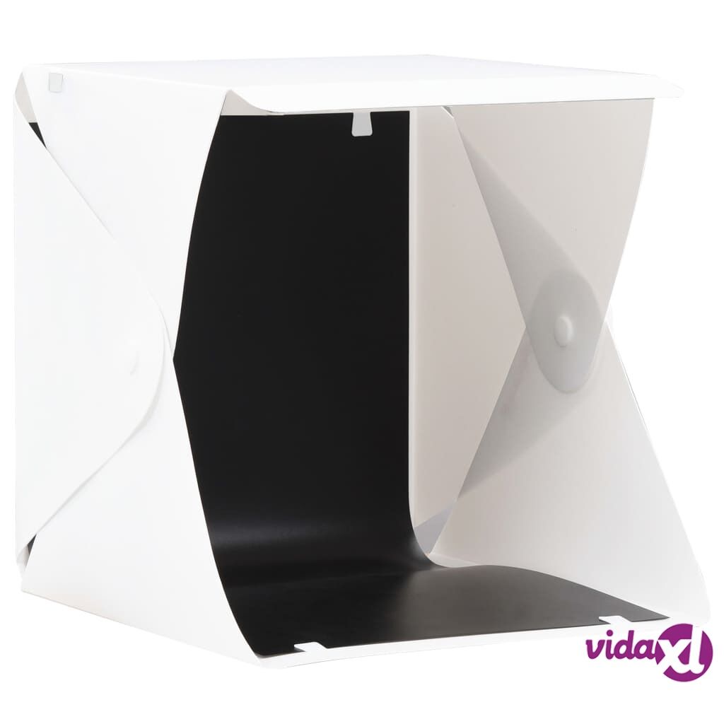 vidaXL Kokoontaittuva LED-studiovalolaatikko 23x25x25 cm valkoinen