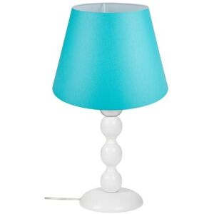 Toscohome Lampe de table avec base blanche et abat-jour en tissu turquoise - LAGUNAH272877