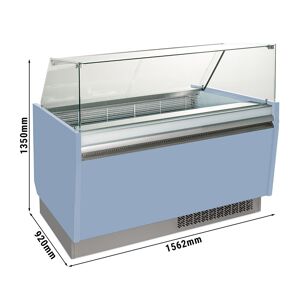 GGM GASTRO - Comptoir à glace - Liam - 1560mm - avec éclairage LED - pour 13 + 13 bacs - Bleu clair