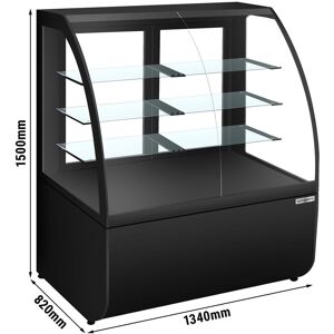 GGM Gastro - Vitrine a gateaux - 1340mm - facade noire - avec eclairage LED & 3 etageres Noir