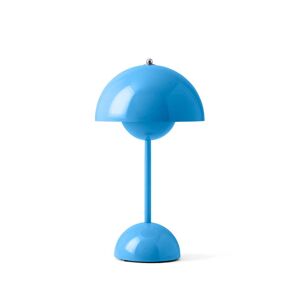 &Tradition & Tradition - Flowerpot Lampe de table rechargeable VP9 avec cable de recharge magnetique, brillant, bleu natation