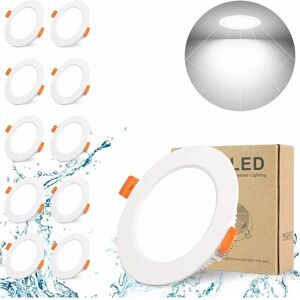 Ersandy - 10 Pack Spot Led Encastrable Extra Plat Salle de Bain Blanc IP44 LED,5W 500LM Equivalent 50W Incandescence, Blanc Froid 6000K, AC220-240V,Rond Plafond Encastré Pour Cuisine Chambre Salon - Publicité