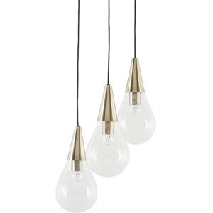 Lustre Suspension Set de 3 Lampes de Plafond en Verre et Métal Couleur Laiton 3 Ampoules E27 Max 40W Éclairage pour Salle à Manger Moderne Beliani - Publicité