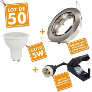 ARUM LIGHTING 50 x Spot encastrable orientable Acier Brossé complet LED 5W eq 40W Température de Couleur: Blanc neutre 4000K - Publicité