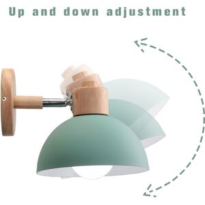 WOTTES Applique Murale Intérieur Lampe Murale 20cm Rétro Industrielle E27 Applique Bois Couloir Chambre Salon - Vert - Vert - Publicité