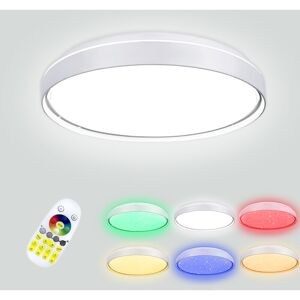 Aufun - Plafonnier led de 60W avec télécommande, lampe de salon dimmable, changement de couleur rgb, ajustable pour chambre à coucher, salon (anneau gris). Publicité