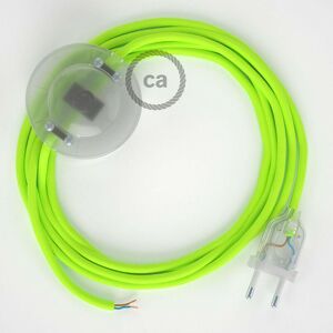 Creative Cables - Cordon pour lampadaire, câble RF10 Effet Soie Jaune Fluo 3 m. Choisissez la couleur de la fiche et de l'interrupteur Transparent - Publicité