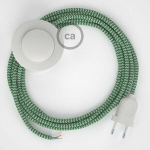 CREATIVE CABLES Cordon pour lampadaire, câble RZ06 Effet Soie ZigZag Blanc-Vert 3 m. Choisissez la couleur de la fiche et de l'interrupteur Blanc - Publicité