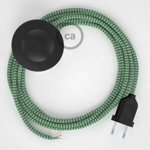 CREATIVE CABLES Cordon pour lampadaire, câble RZ06 Effet Soie ZigZag Blanc-Vert 3 m. Choisissez la couleur de la fiche et de l'interrupteur Noir - Publicité