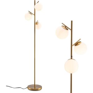 Costway - Lampadaire à 3 Globes, Lampe sur Pied Moderne avec Interrupteur à Pied et Poteau Métallique, 3 Culots d'Ampoule E27, pour Salon, Chambre, Bureau, Doré - Publicité